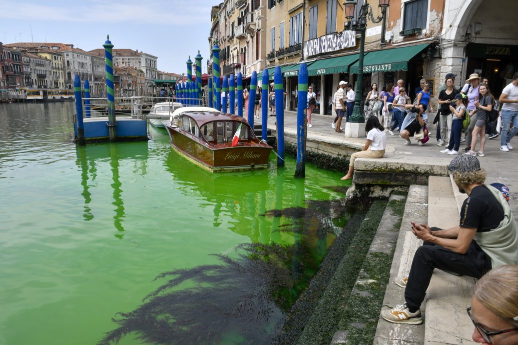 看世界／威尼斯大运河染绿 警方调查是否为环保人士所为