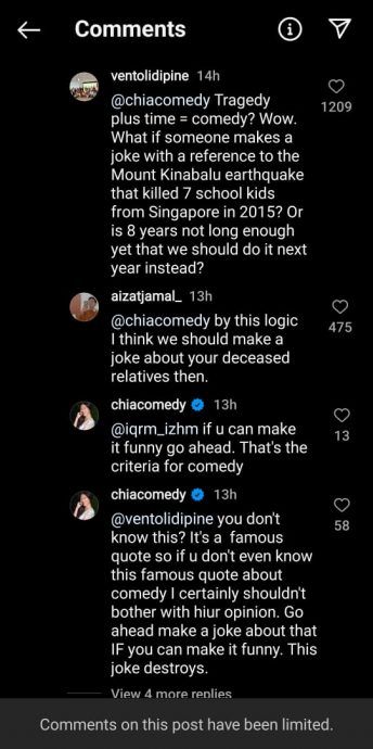 “你们不懂幽默！” 狮城演员Jocelyn Chia不认错 推特遭禁