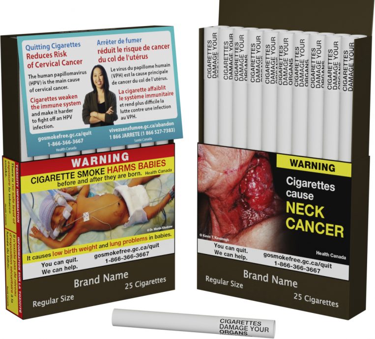 拚盘／创全球先例 加拿大要每支香烟都得印上健康警语