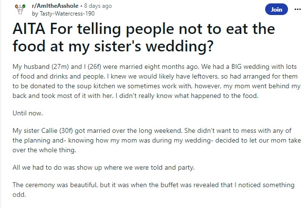  母亲偷偷冷藏妹妹婚宴食物  8个月后姐姐婚礼再端上桌