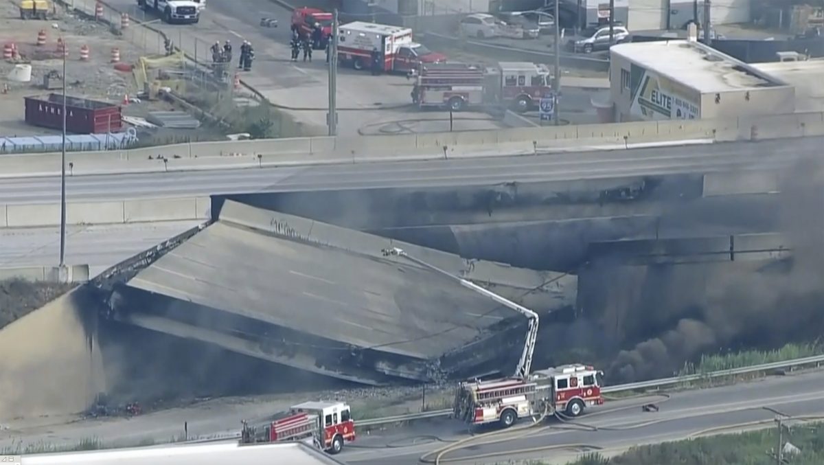 看世界／美国费城油罐车起火 95号州际公路高架倒塌估需数月修复