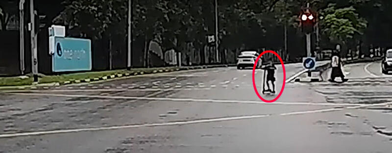 （已签发）柔：狮城二三事：男童骑踏板车闯红灯冲路中央　司机吓坏猛按车笛