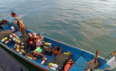 2泰国男子闯境捕鱼被捕 执法机构充公90蜈蚣筌笼