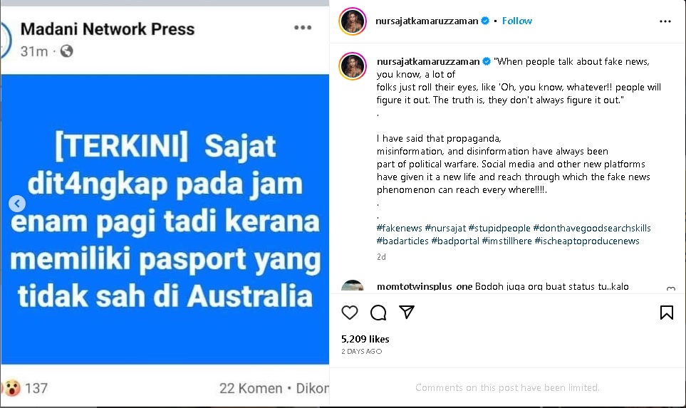 护照无效澳洲被捕？变性网红努沙加发自拍照：我还在