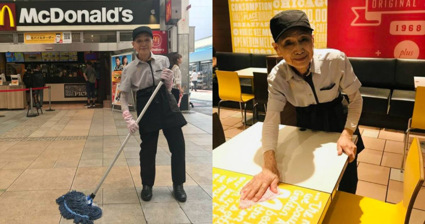 日本90岁退休奶奶「一周5天」麦当劳上班！　23年来准时出勤从未请假 