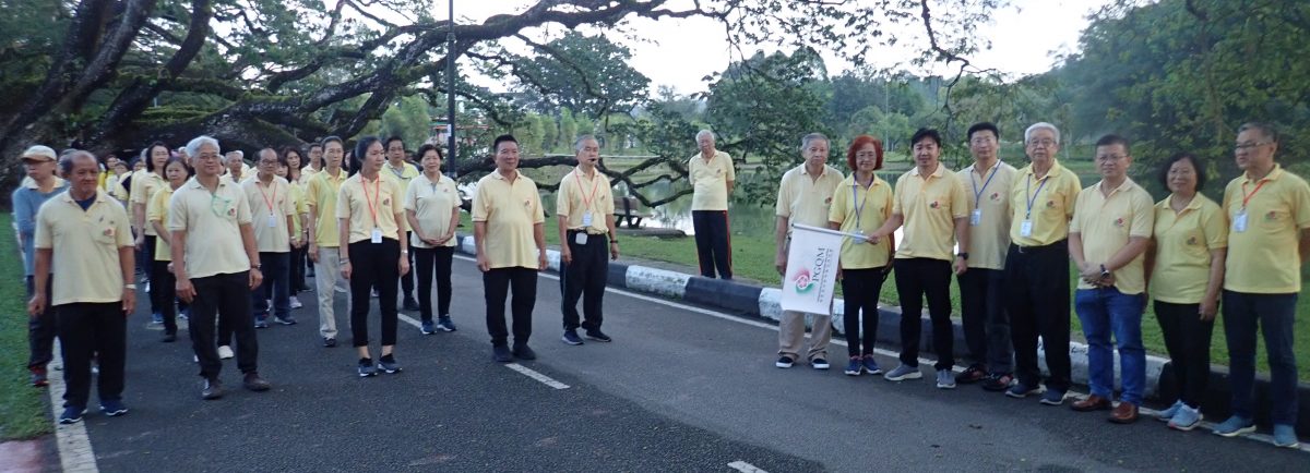 霹：上百名郭林气功导师及学员在雨树步行道大操练