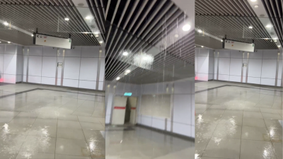 视频 | 天花板大漏水 吉隆坡MRT站“下大雨”了！