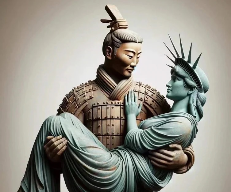 视频| 反映“习拜会”后中美关系“兵马俑搂抱女神” - 国际- 即时国际