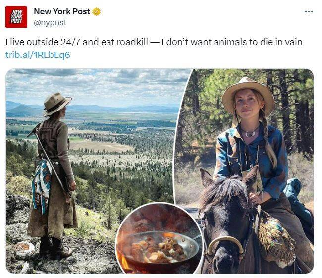 “不愿它们白白死去” 美国游牧女子以路杀动物为食