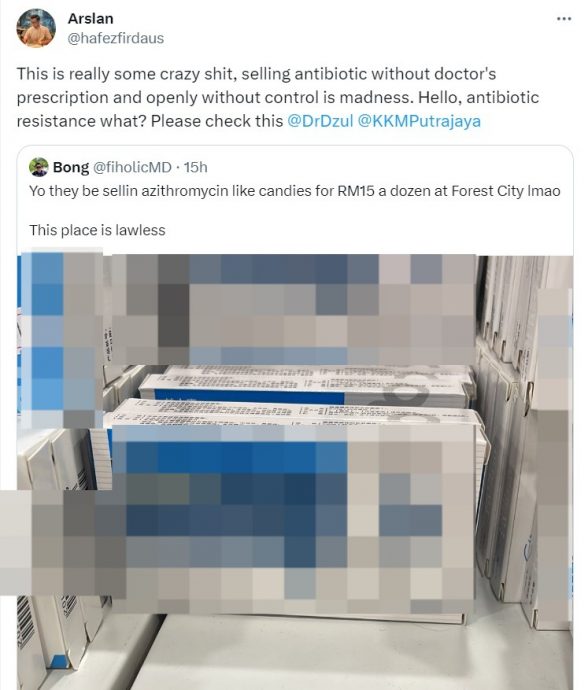 “抗生素不是糖果！” 网揭杂货店RM15卖抗生素 卫长指示官员行动