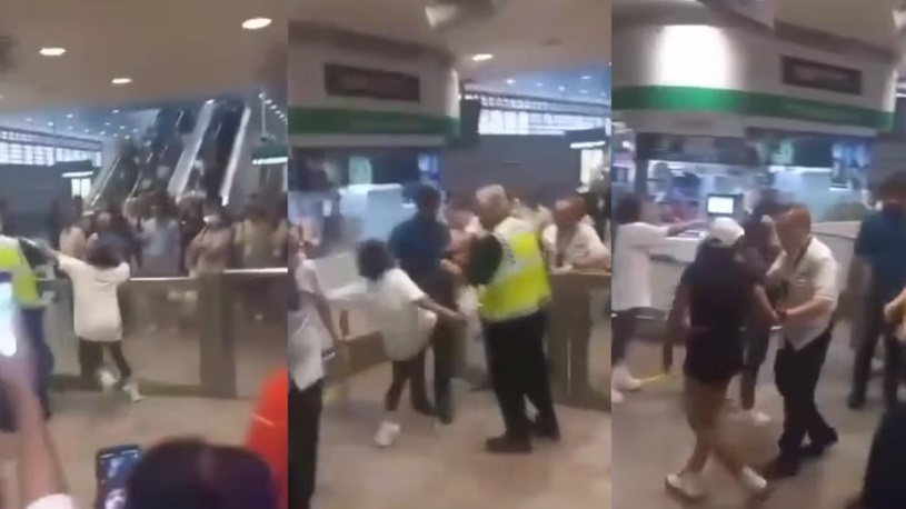 （已签发）柔：狮城二三事：狮城地铁站内打架 两女一男被逮捕