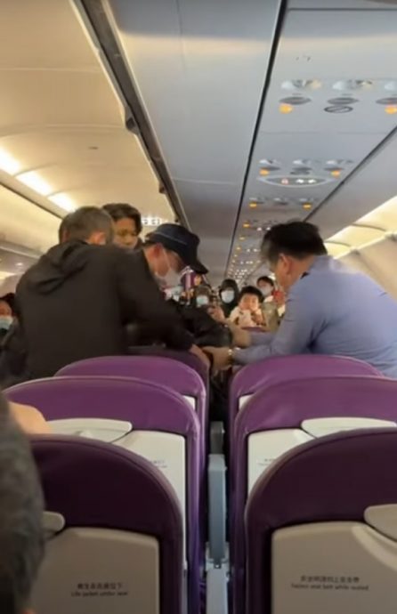 （视频）自称圣母骂“蔡英文不亲自接待”  2港人机上大闹遭赶下飞机