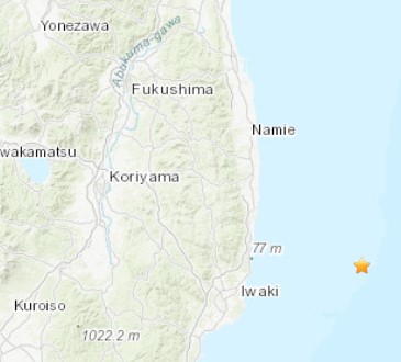福岛县附近海域5.4级地震 未触发海啸警报