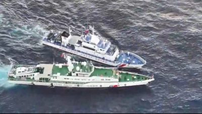 视频 | 与中国海警船南海相撞　菲海岸警卫队船舰受损