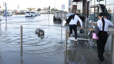 缺乏雨水排放系统  迪拜洪水难退
