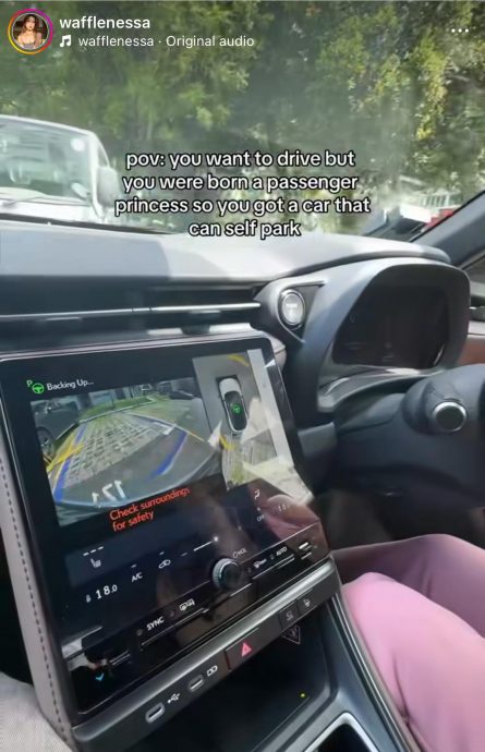 视频|轿车自动驾驶丝滑停车 女网红双手捂脸赞叹