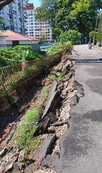 锡米山城市花园雨后酿路沟崩裂60公尺 市会将设封锁线