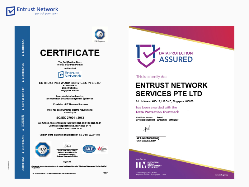 ISO 27001 and Data Protection Trustmark Certifications