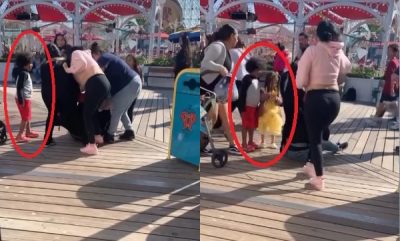 5妈妈迪士尼乐园围殴一女  2幼童在旁观战