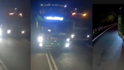 视频 | 巴士司机弯道危险超车 网轰：警方JPJ请行动！